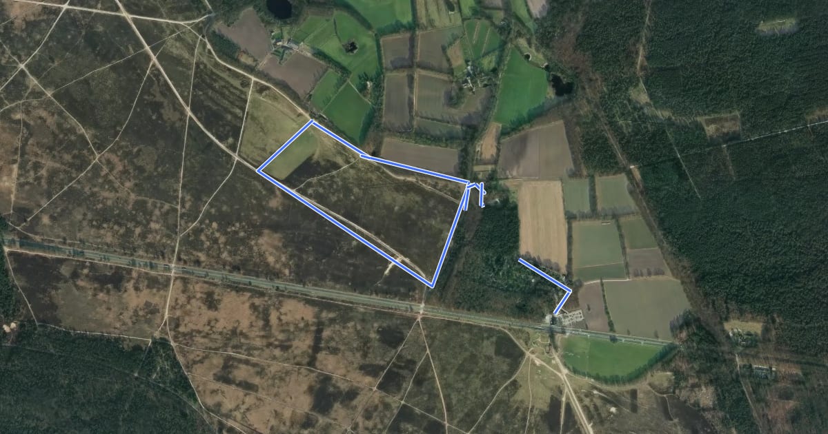 Маршрут WNW Veluwe -Ginkel - paarse route на спутниковом снимке