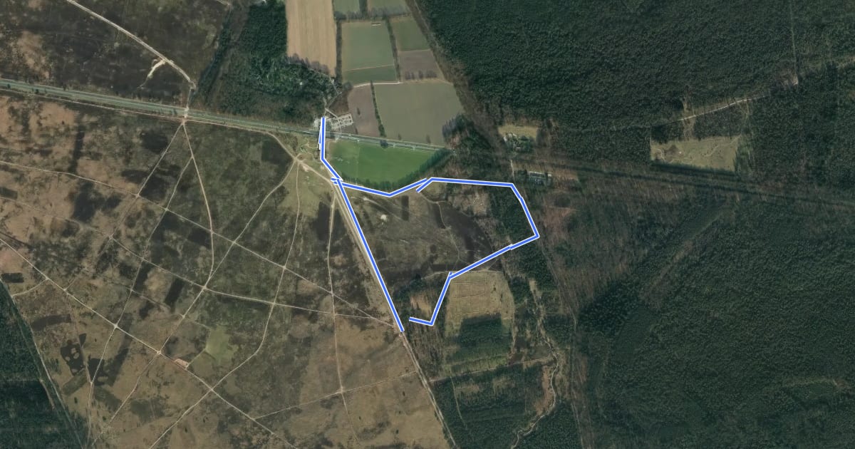 Маршрут WNW Veluwe -Ginkel - rode route на спутниковом снимке