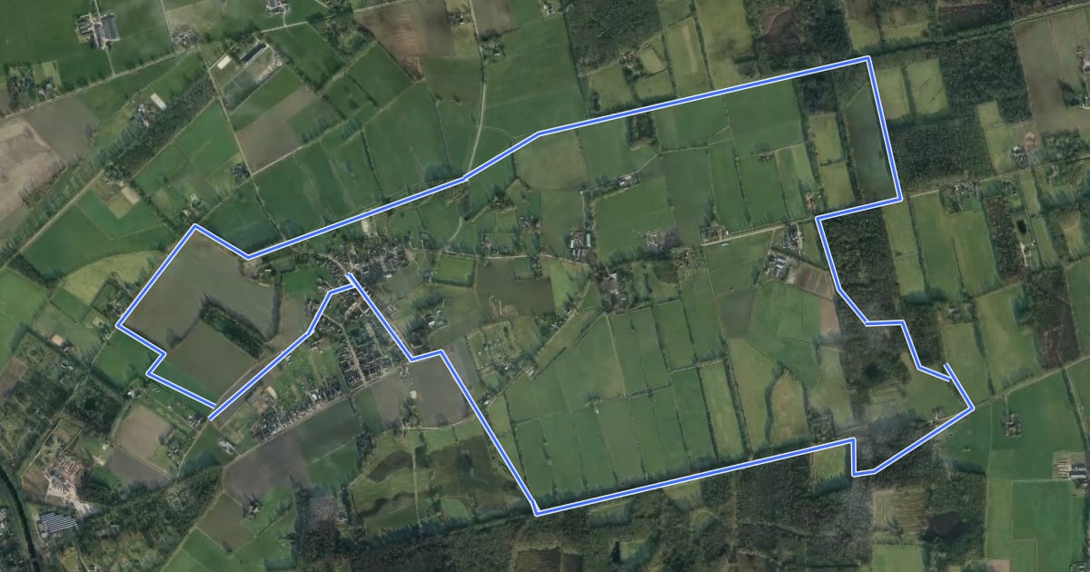 Маршрут WNW Veluwe - Hall - groene route на спутниковом снимке