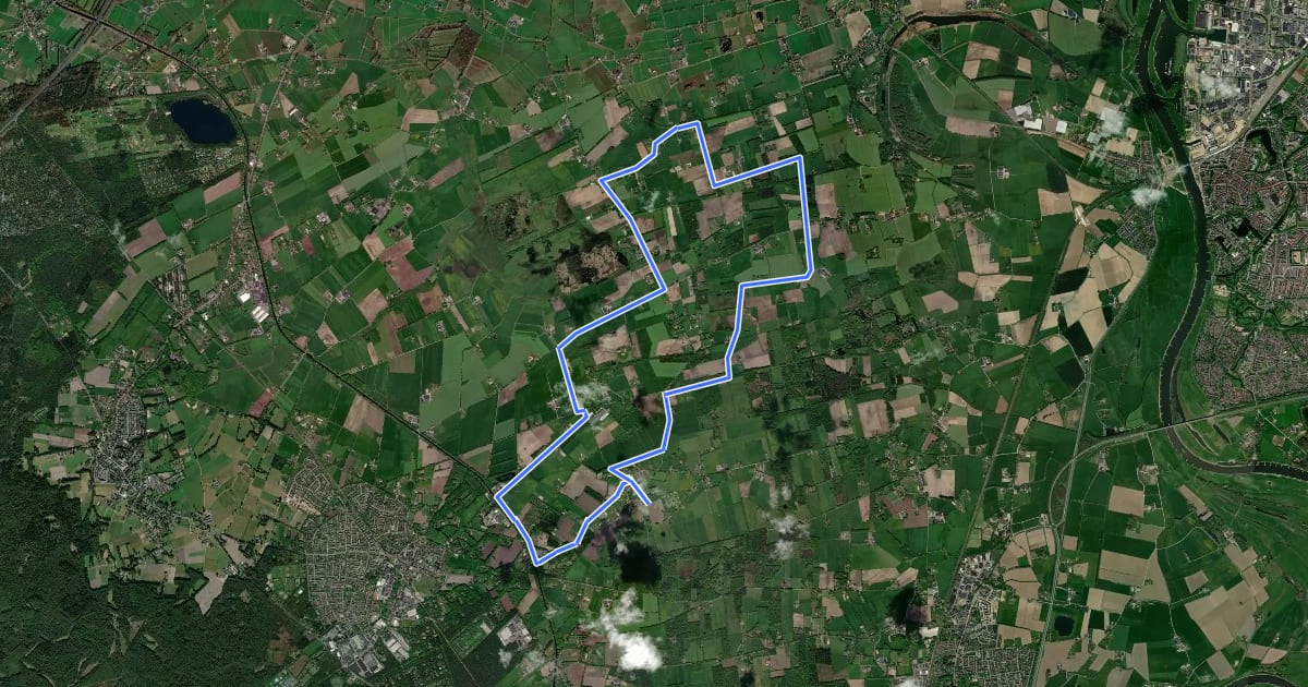 Маршрут WNW Veluwe - Hall - paarse route на спутниковом снимке