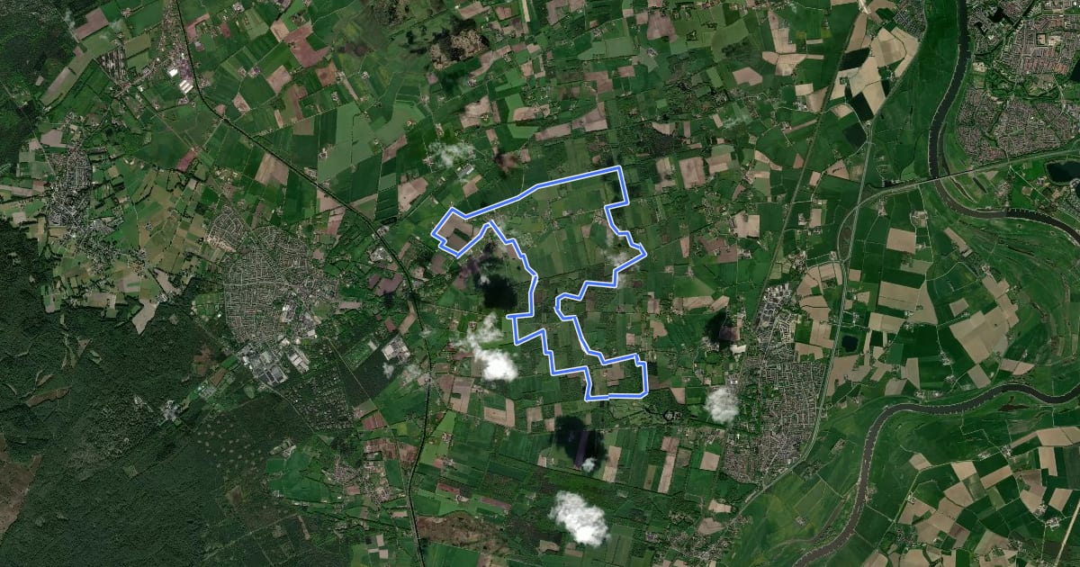 Маршрут WNW Veluwe - Hall - rode route на спутниковом снимке