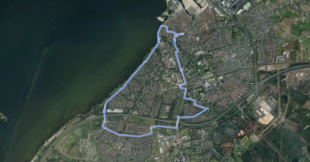 Маршрут WNW Veluwe - Harderwijk-Centrum/Harderwjk-Station - paarse route на спутниковом снимке