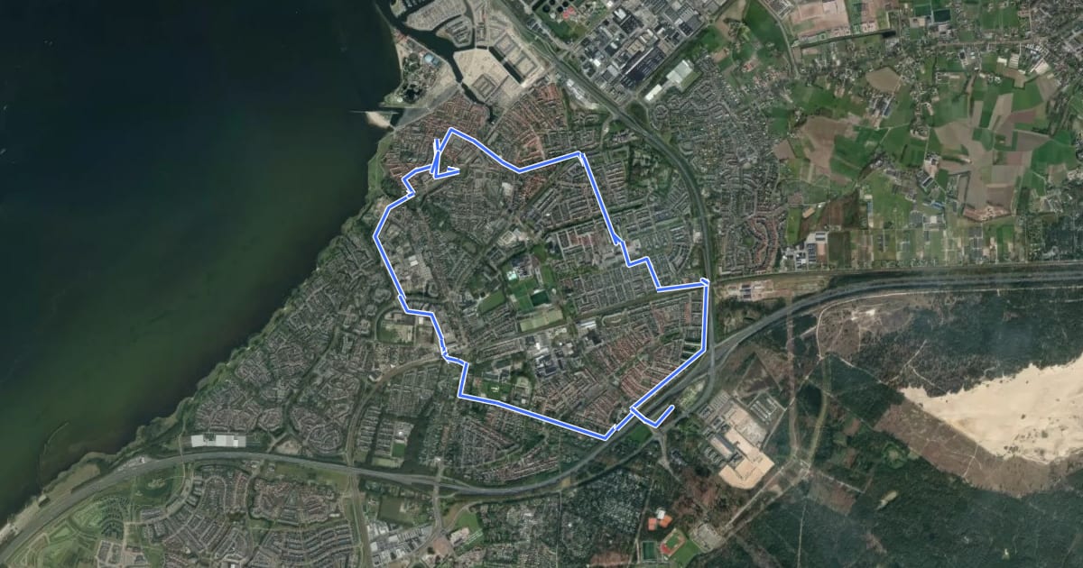 Маршрут WNW Veluwe - Harderwijk/Harderwijk-Centrum/Harderwjk-Station - gele route на спутниковом снимке