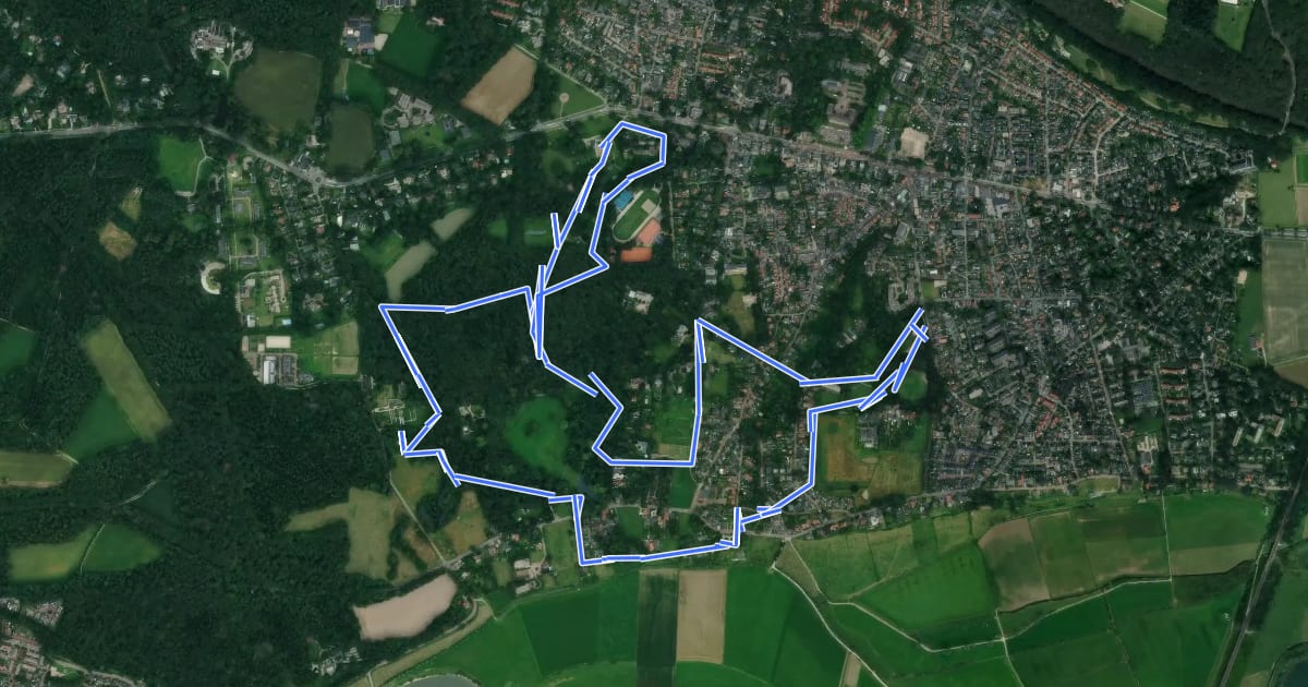 Маршрут WNW Veluwe - Hartenstein - blauwe route на спутниковом снимке