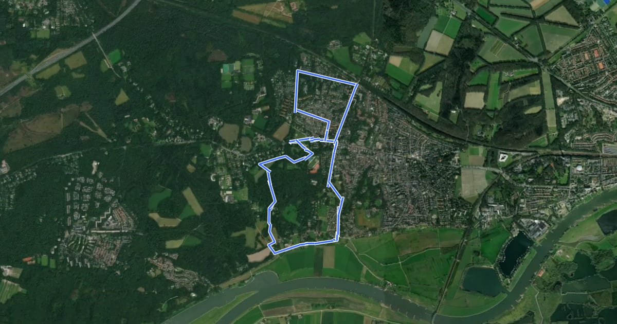 Маршрут WNW Veluwe - Hartenstein - paarse route на спутниковом снимке