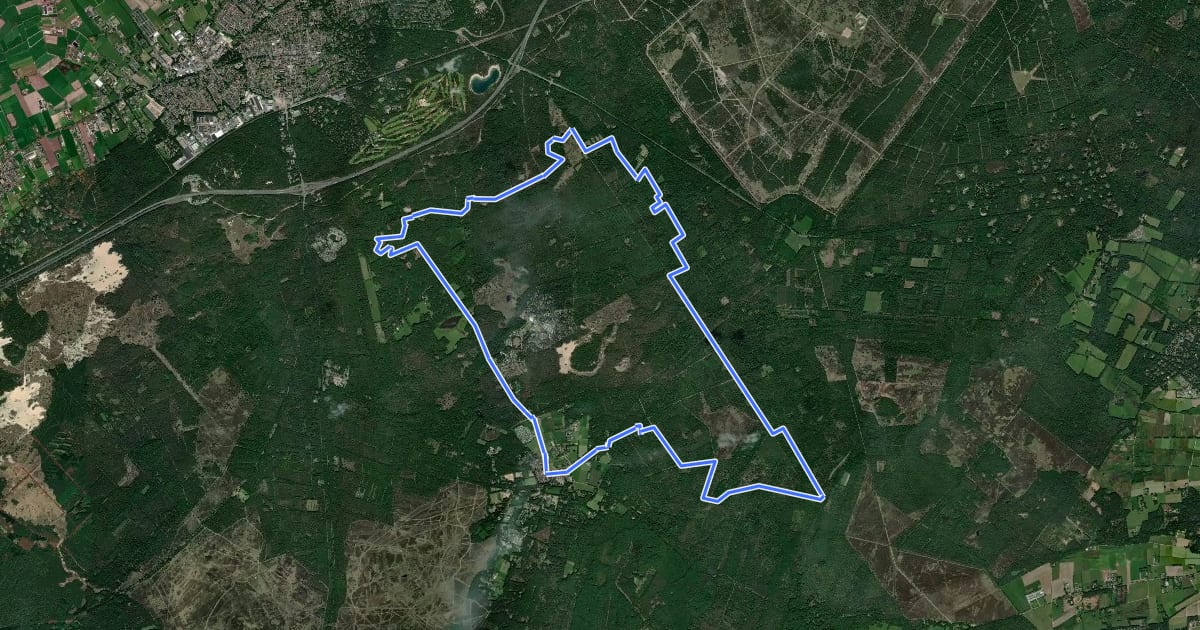 Маршрут WNW Veluwe - Hendrik Mouwenveld - groene route на спутниковом снимке