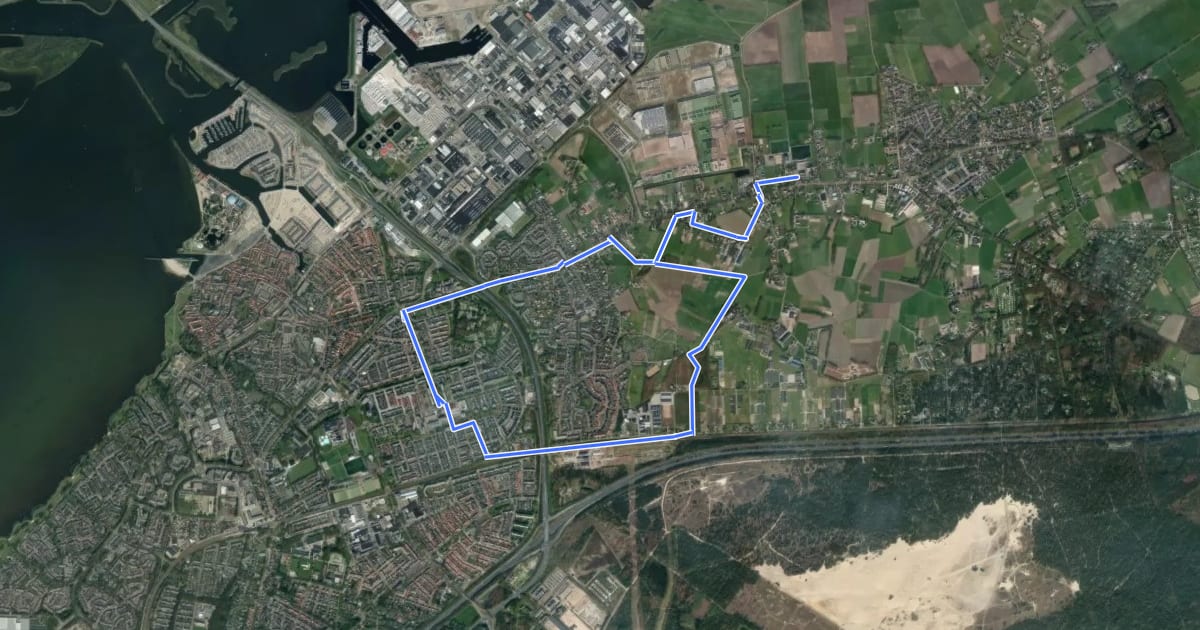 Маршрут WNW Veluwe - Hierden - rode route на спутниковом снимке