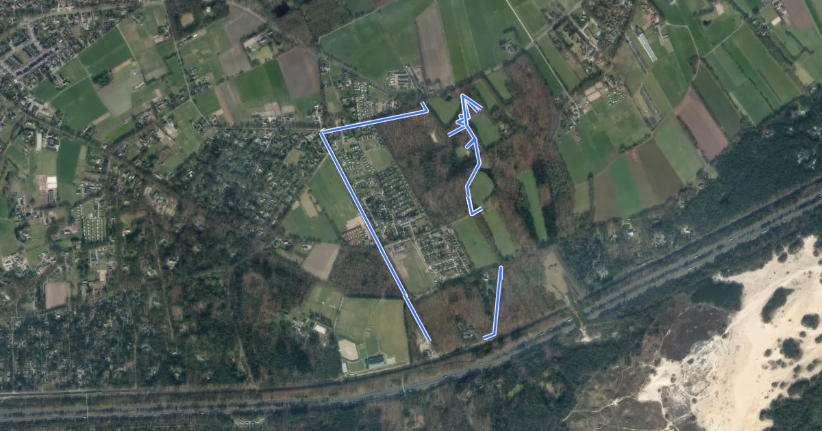 Маршрут WNW Veluwe - Hollhorst/Hulshorsterzand - blauwe route на спутниковом снимке