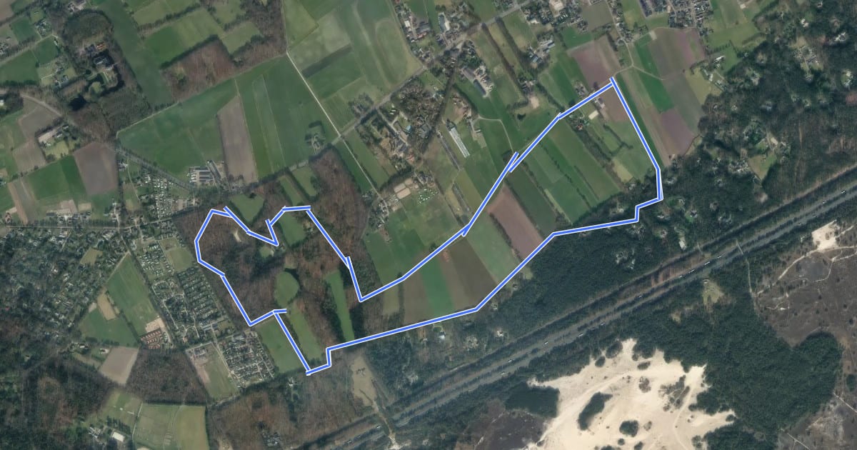 Маршрут WNW Veluwe - Hollhorst - paarse route на спутниковом снимке