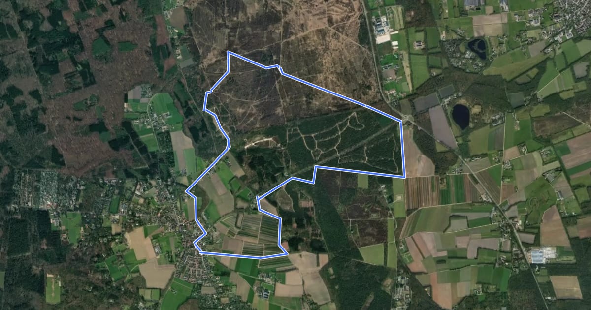 Маршрут WNW Veluwe - Houtdorperveld - oranje route на спутниковом снимке