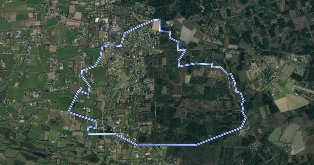 Маршрут WNW Veluwe - Huinen/Krachtighuizerheide - rode route на спутниковом снимке