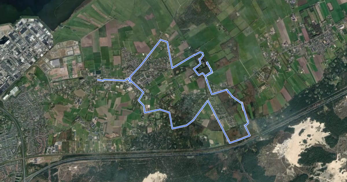 Маршрут WNW Veluwe - Hulshorsterzand/Hierden - oranje route на спутниковом снимке