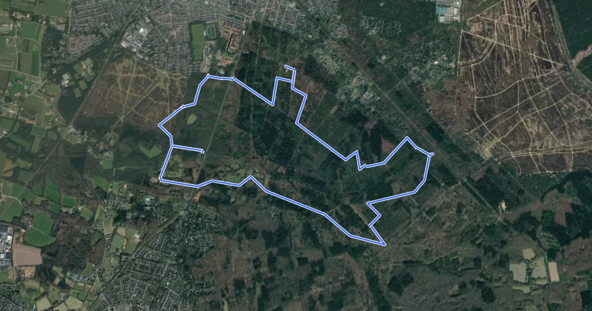 Маршрут WNW Veluwe - Indianenbos/Oud-Groevenbeek - groene route на спутниковом снимке