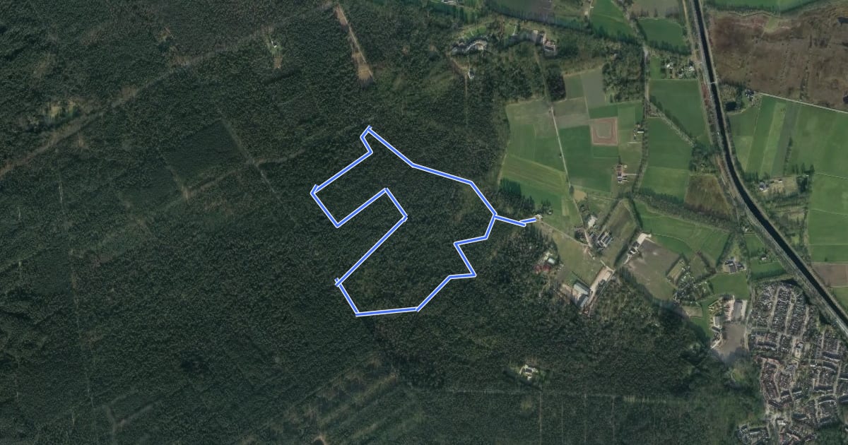 Маршрут WNW Veluwe - Jutberg - blauwe route на спутниковом снимке