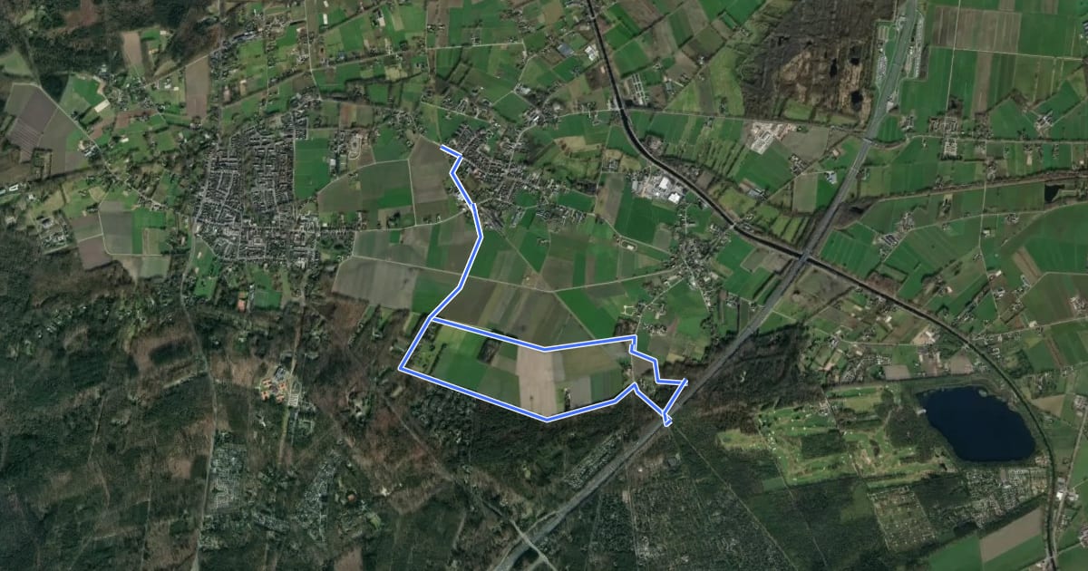 Маршрут WNW Veluwe -Lieren - rode route на спутниковом снимке