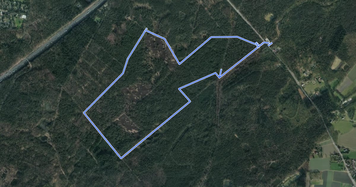 Маршрут WNW Veluwe - Loenense Waterval - gele route на спутниковом снимке