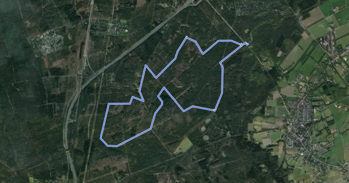 Маршрут WNW Veluwe - Loenense Waterval - rode route на спутниковом снимке