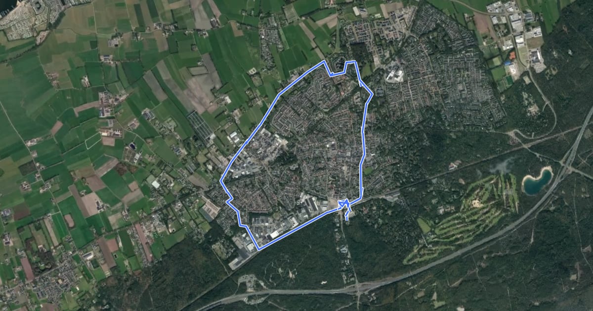 Маршрут WNW Veluwe - Nunspeet - gele route на спутниковом снимке