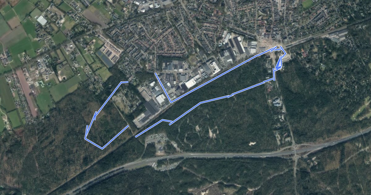 Маршрут WNW Veluwe - Nunspeet - oranje route на спутниковом снимке