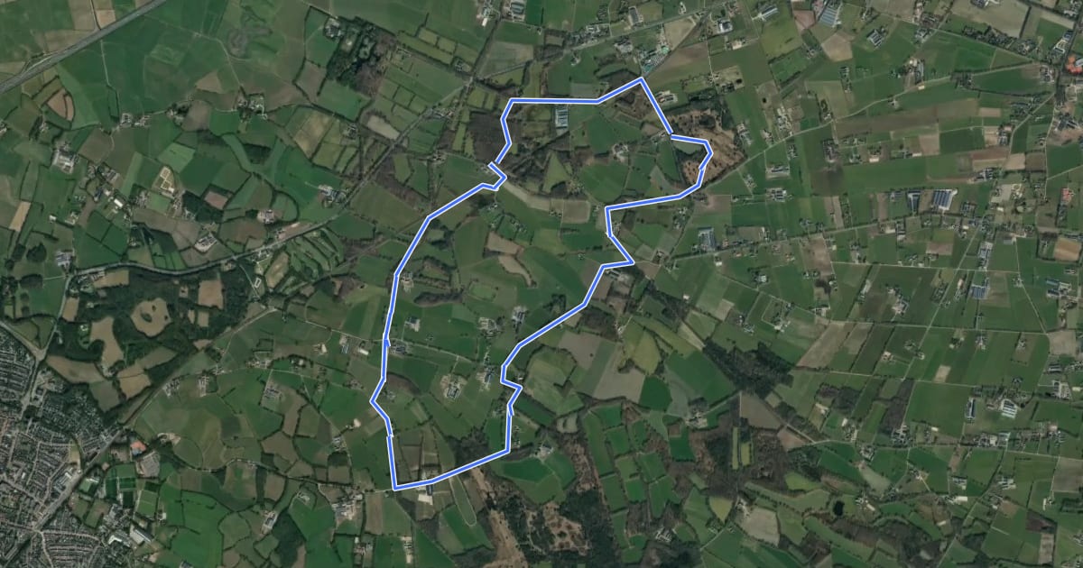 Маршрут WNW Veluwe -Oldenaller - gele route на спутниковом снимке