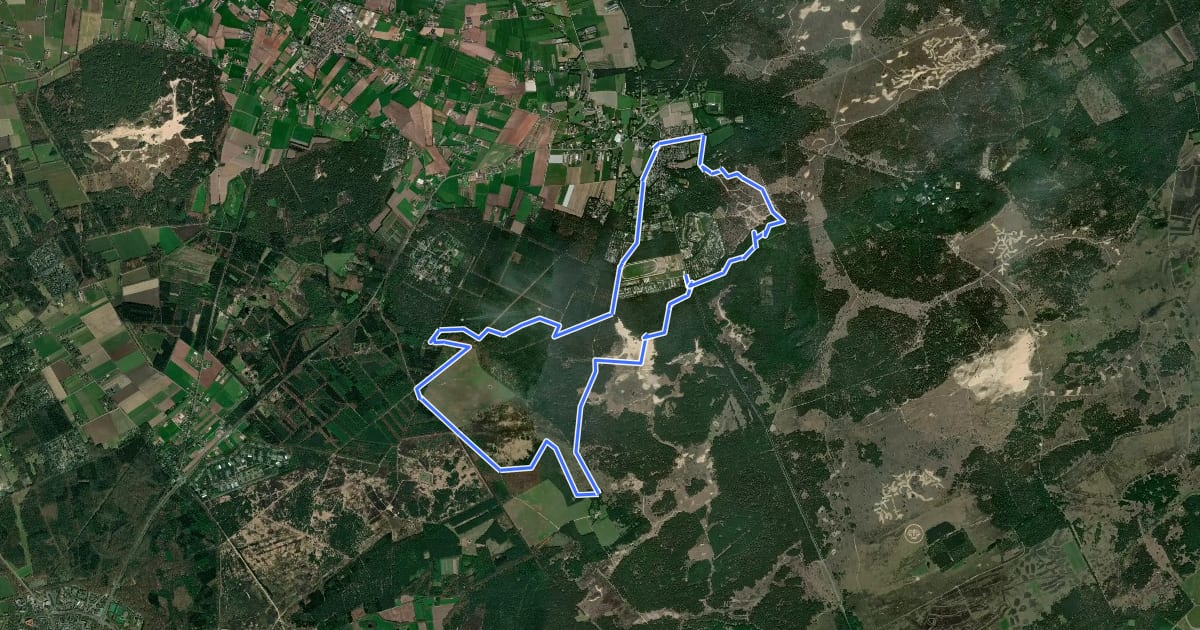 Маршрут WNW Veluwe - Otterlo/Otterlose Buurtbos - paarse route на спутниковом снимке