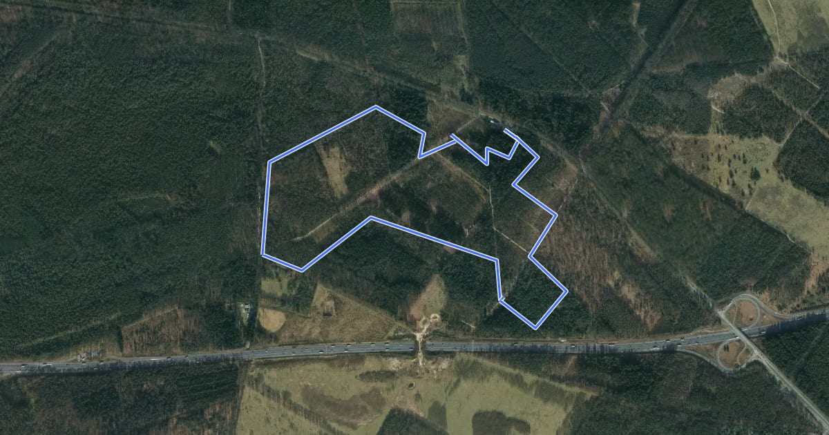 Маршрут WNW Veluwe - Planken Wambuis - rode route на спутниковом снимке