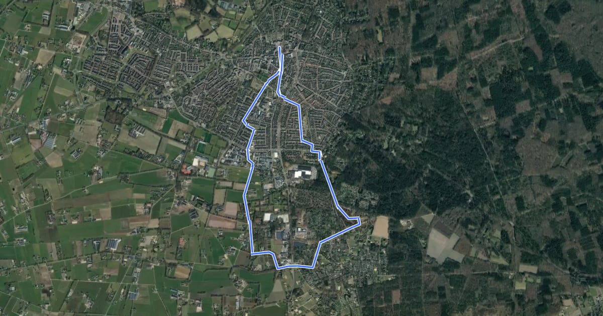 Маршрут WNW Veluwe - Putten/Krachtighuizerheide - paarse route на спутниковом снимке