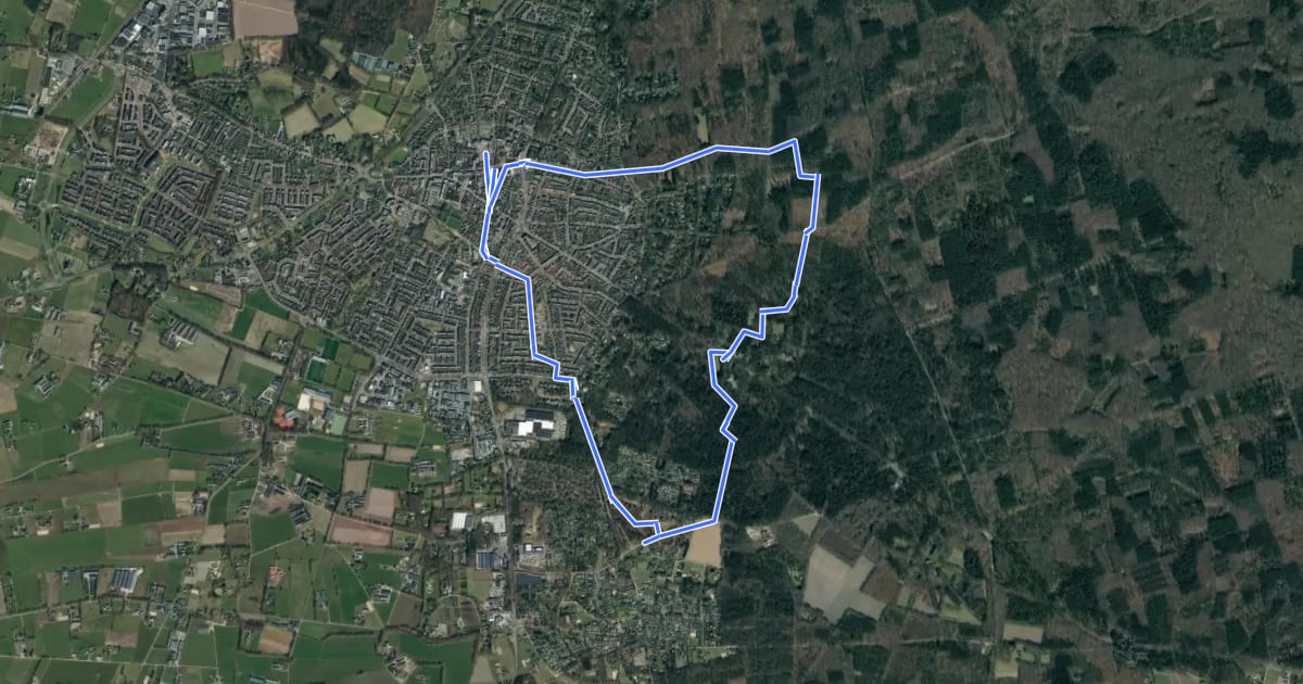 Маршрут WNW Veluwe - Putten/Putterbos/Krachtighuizerheide - gele route на спутниковом снимке