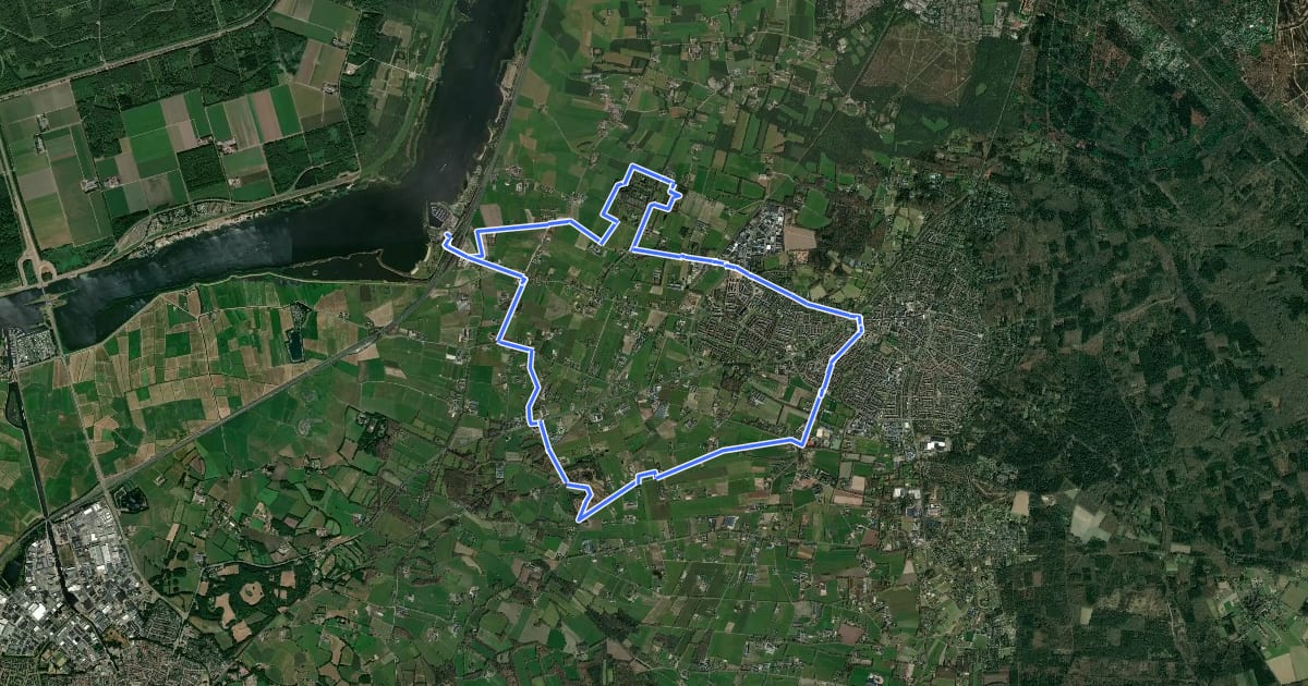 Маршрут WNW Veluwe - Putten-Station/Veluwe aan Zee-Zuid - oranje route на спутниковом снимке