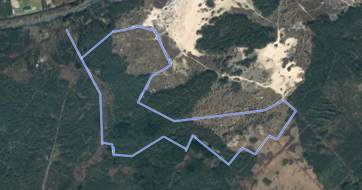 Маршрут WNW Veluwe - Schotkamp - paarse route на спутниковом снимке