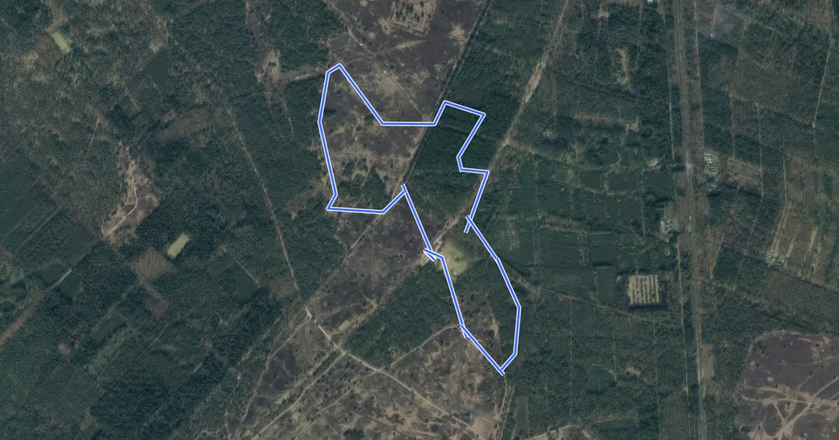Маршрут WNW Veluwe - Stakenberg - rode route на спутниковом снимке