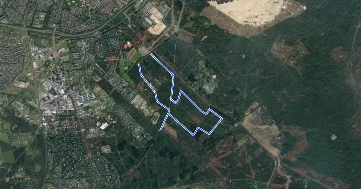 Маршрут WNW Veluwe - Strokelbos/De Haspel rode route на спутниковом снимке