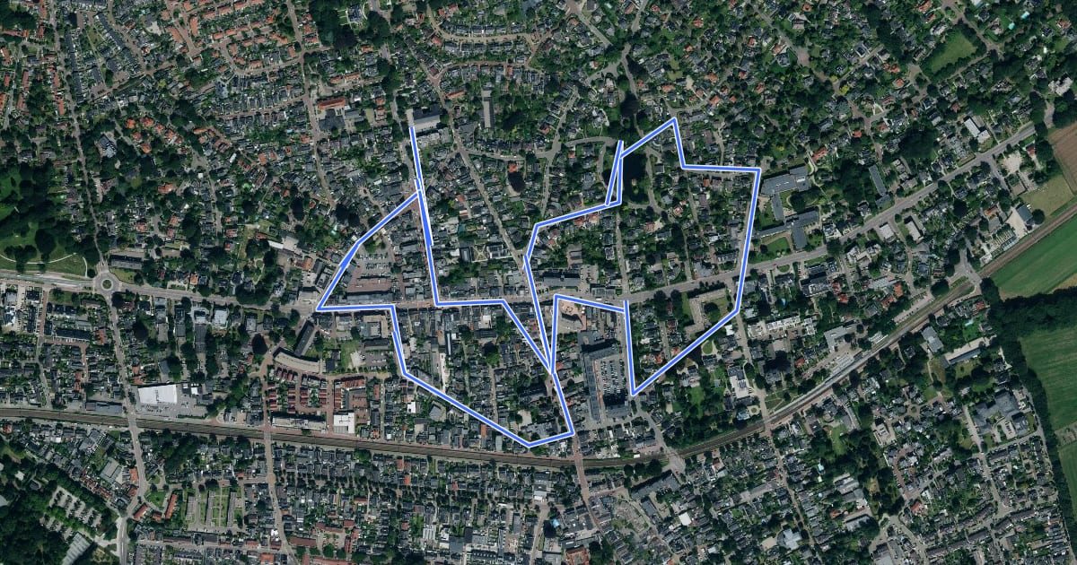 Маршрут WNW Veluwe - Velp - paarse route на спутниковом снимке