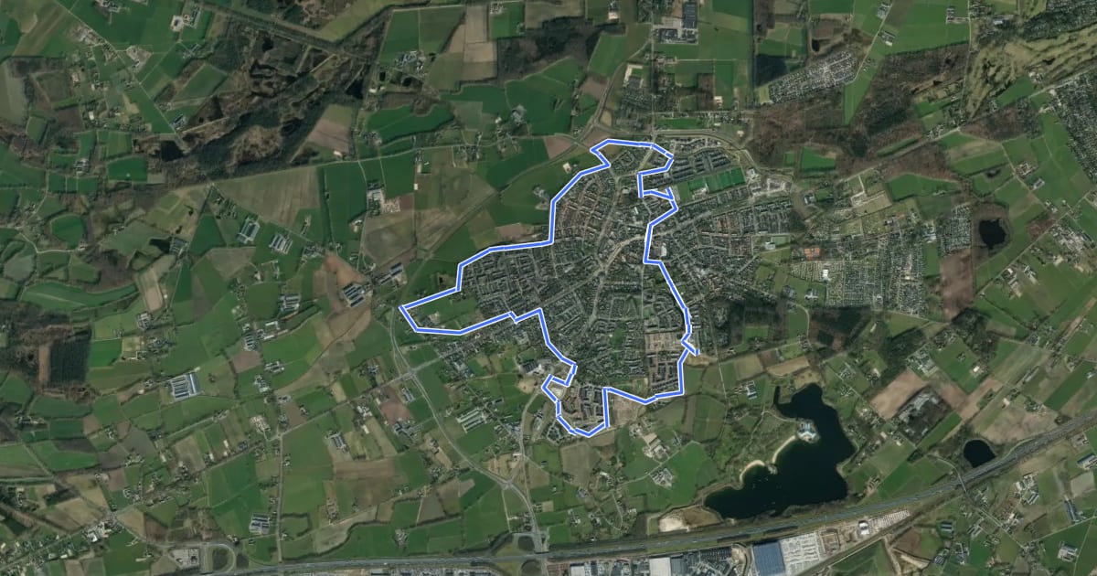 Маршрут WNW Veluwe - Woeste Hoef - groene route на спутниковом снимке