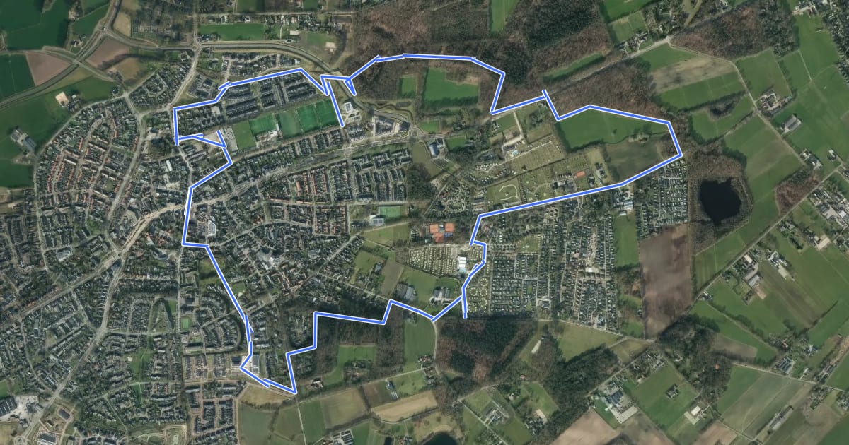 Маршрут WNW Veluwe - Woeste Hof/Zandbergen - oranje route на спутниковом снимке