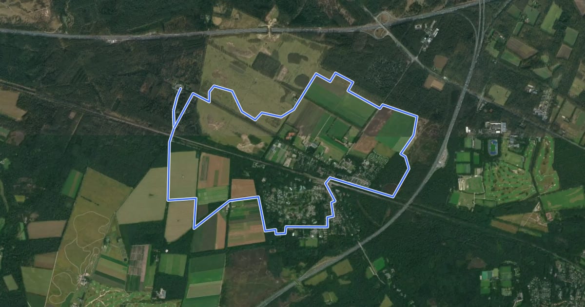 Маршрут WNW Veluwe - Wolfheze/Buunderkamp - rode route на спутниковом снимке