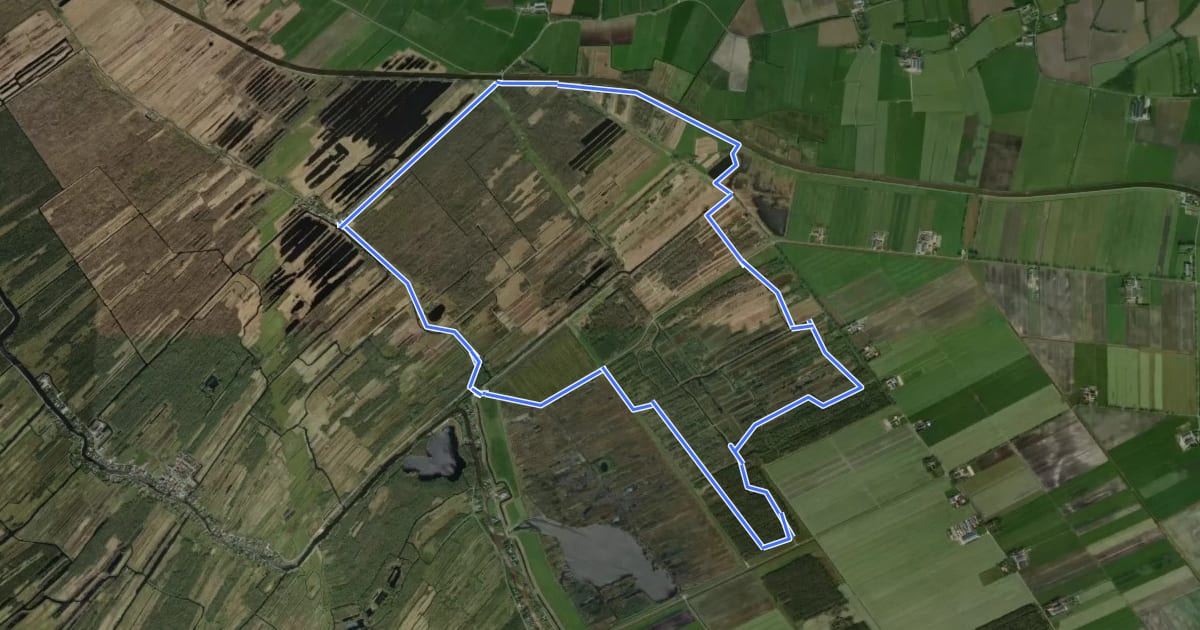 Маршрут WNW WaterReijk - Flodderbrug - rode route на спутниковом снимке