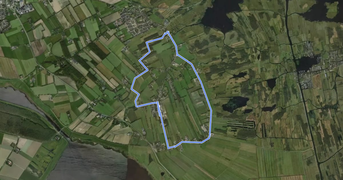 Маршрут WNW WaterReijk - Kadoelen - gele route на спутниковом снимке