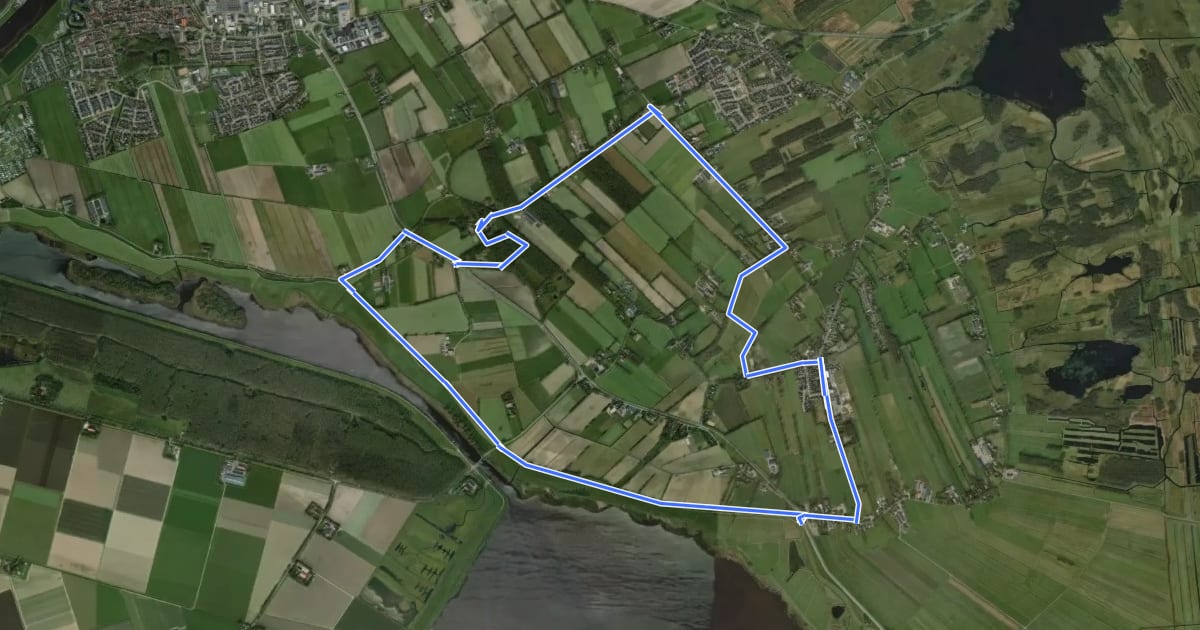 Маршрут WNW WaterReijk - Kadoelen - groene route на спутниковом снимке