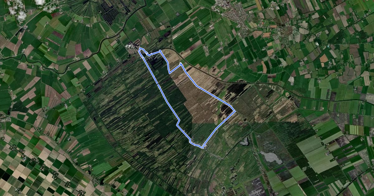 Маршрут WNW WaterReijk - Kalenberg/Ossenzijl - gele route на спутниковом снимке