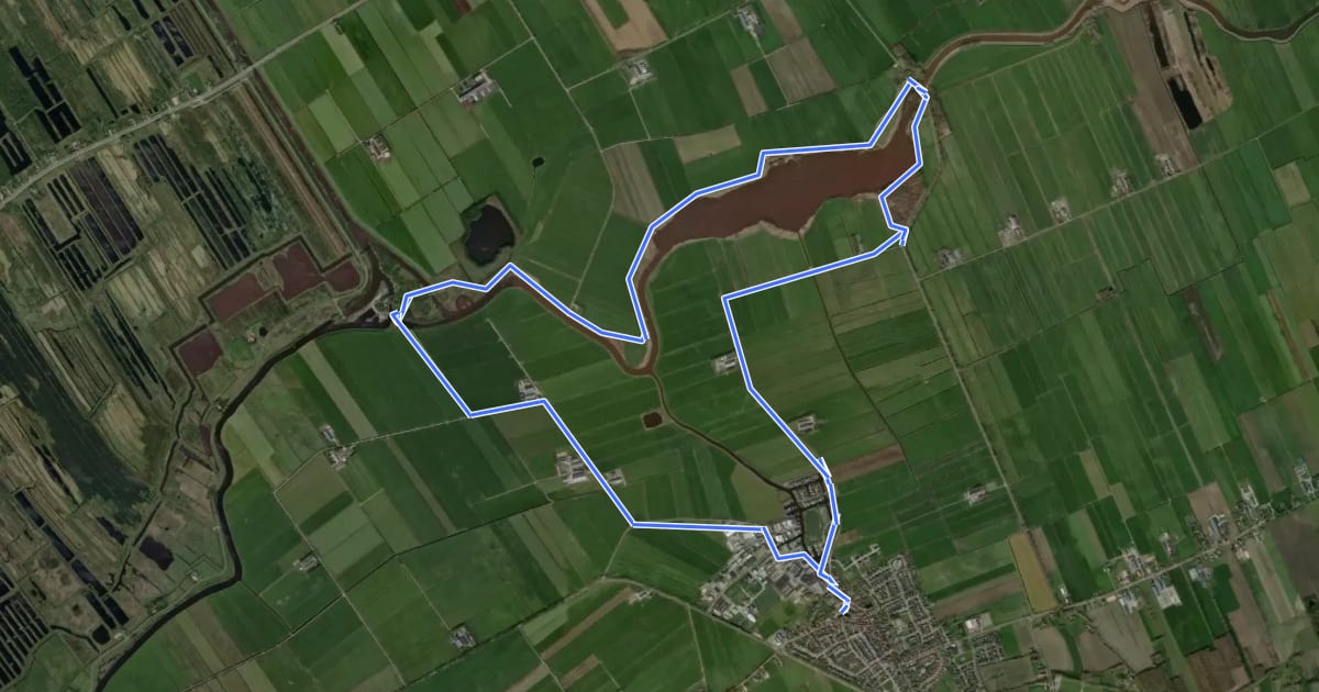 Маршрут WNW WaterReijk -Oldemarkt - blauwe route на спутниковом снимке