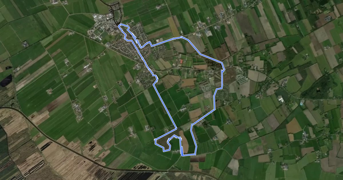 Маршрут WNW WaterReijk - Oldemarkt - groene route на спутниковом снимке