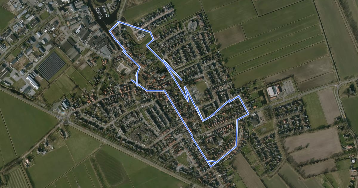 Маршрут WNW WaterReijk -Oldemarkt - rode route на спутниковом снимке