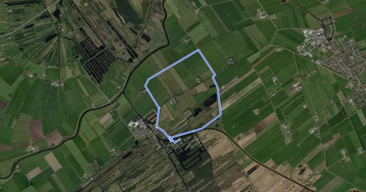 Маршрут WNW WaterReijk -Ossenzijl - groene route на спутниковом снимке