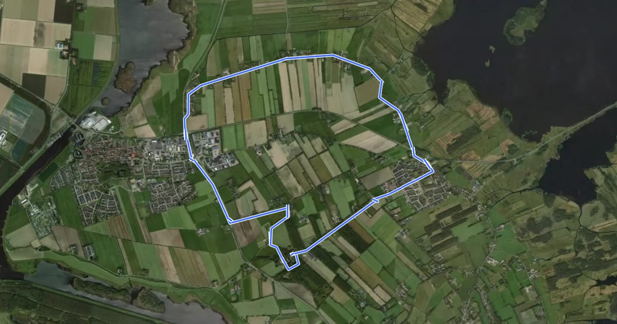 Маршрут WNW WaterReijk - St Jansklooster - oranje route на спутниковом снимке