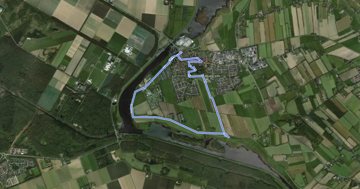 Маршрут WNW WaterReijk - Vollenhove - gele route на спутниковом снимке