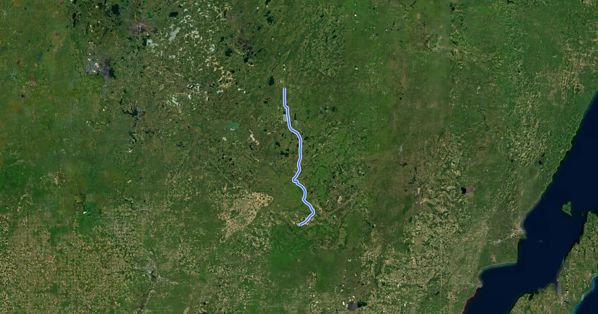 Маршрут Wolf River State Trail на спутниковом снимке