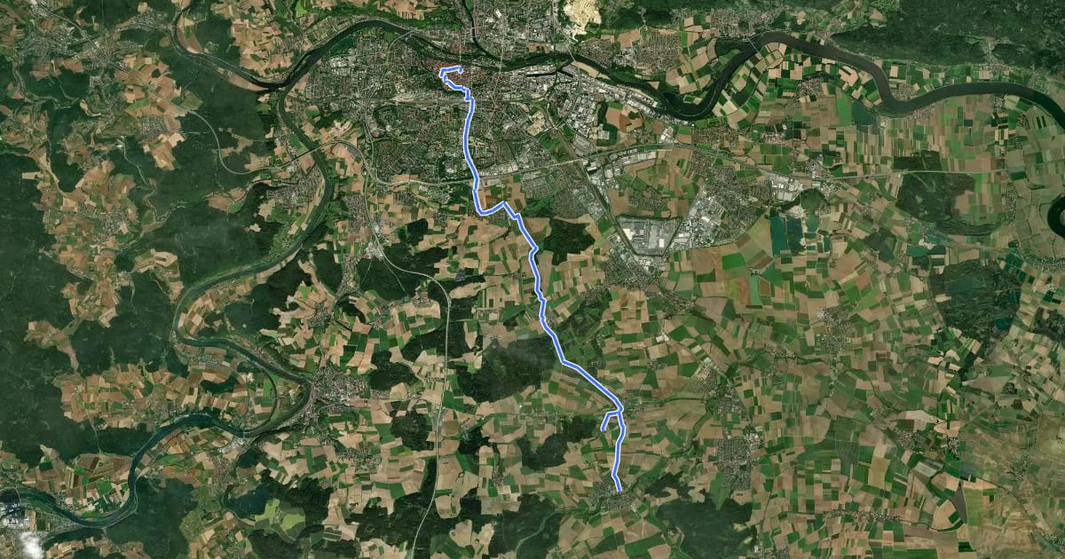 Маршрут Wolfgangweg - 01 - Regensburg-Thalmassing на спутниковом снимке