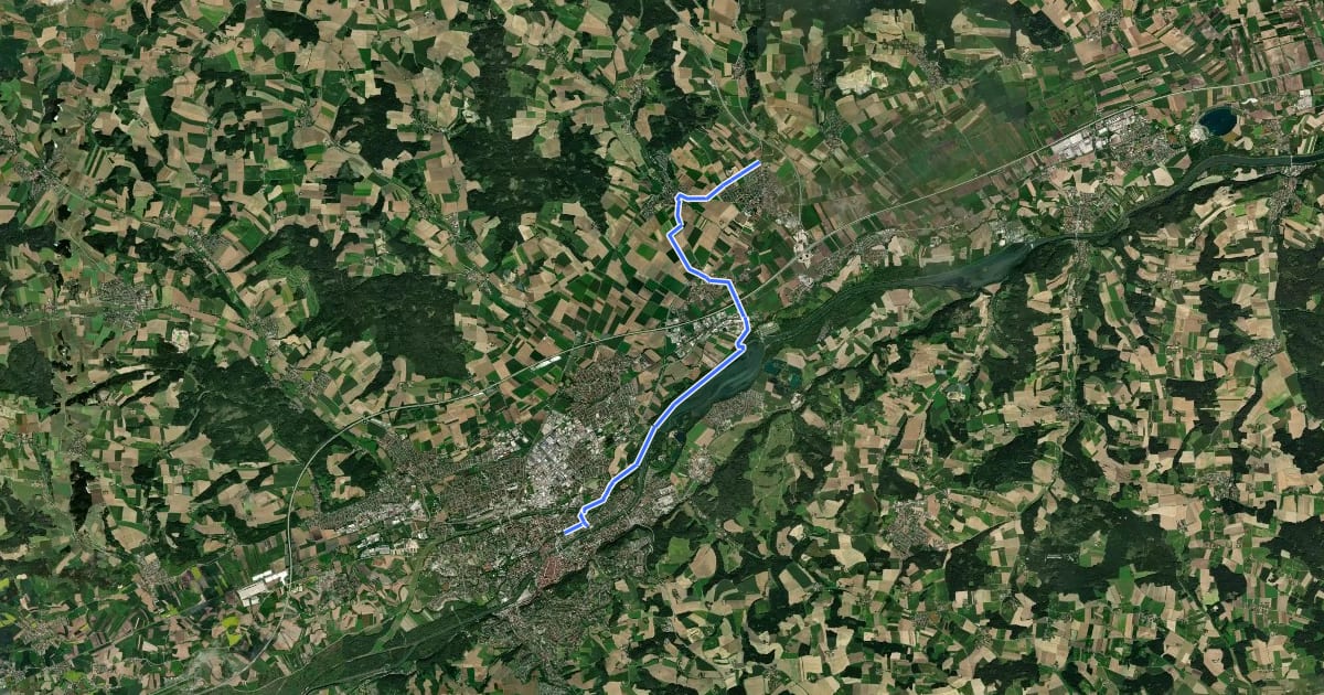 Маршрут Wolfgangweg - 04 - Essenbach-Landshut на спутниковом снимке
