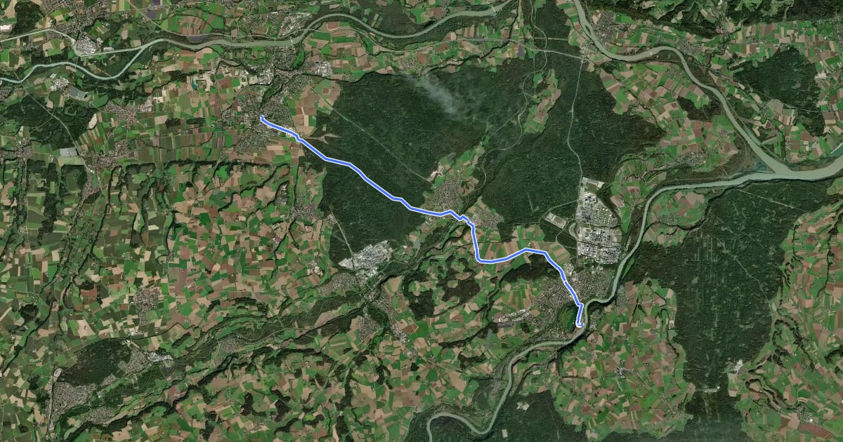 Маршрут Wolfgangweg - 08 - Altötting-Burghausen на спутниковом снимке